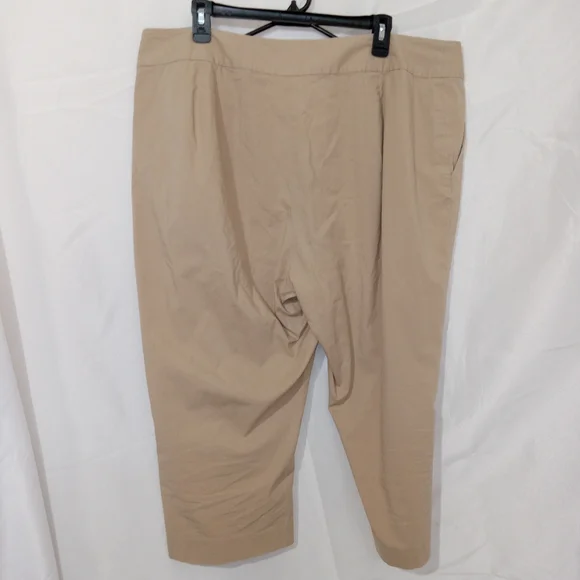 Lauren Ralph Lauren Women 18W Khaki Pants Stretch Cotton Wide Leg Chino Cropped - Picture 3 of 11